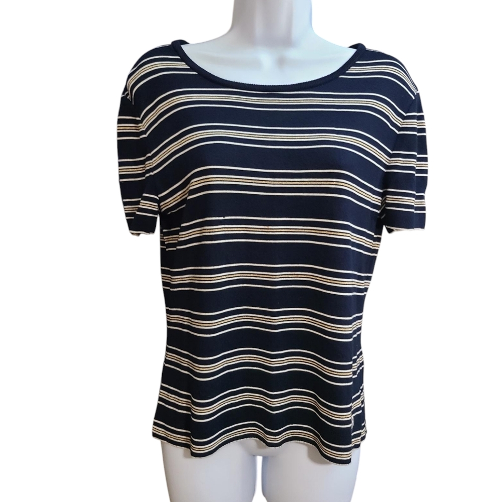 ST. JOHN SPORT blue and white stripe top S